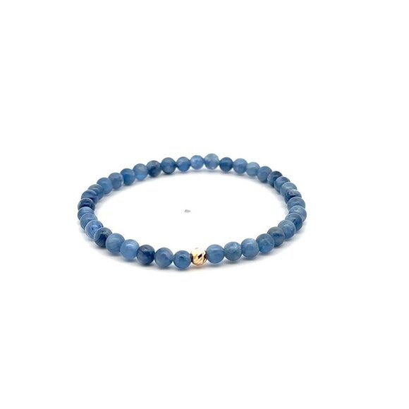 Natural Kyanite Gemstones Mini 4mm 18K Gold Bar Faceted Charm Bead - Picture 1 of 4